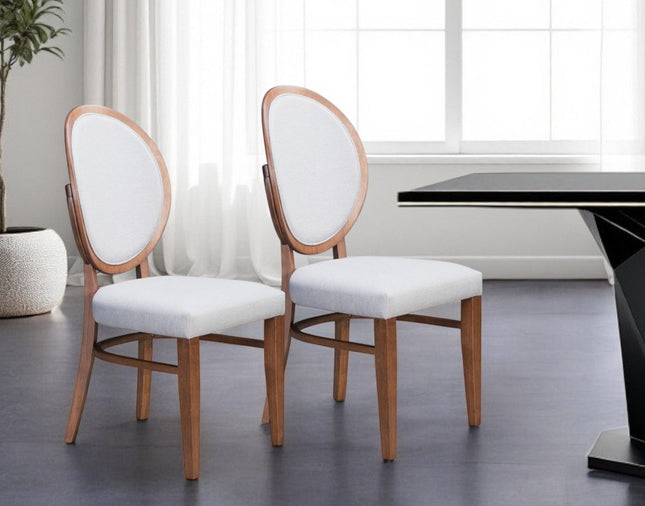 Set of Two Gray And Brown Upholstered Fabric King Louis Back Dining Side Chairs HomeRoots