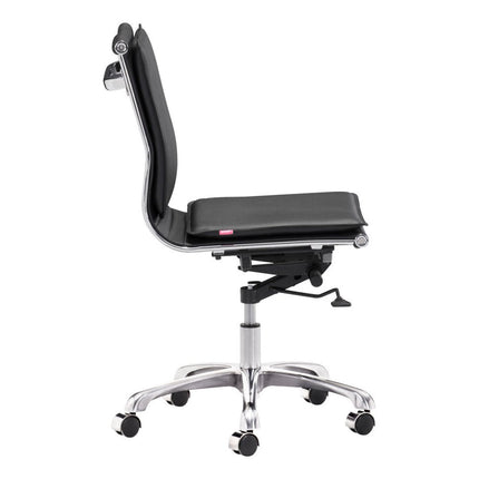 Black and Silver Adjustable Swivel Faux Leather Rolling Executive Office Chair HomeRoots