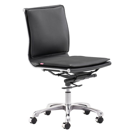 Black and Silver Adjustable Swivel Faux Leather Rolling Executive Office Chair HomeRoots