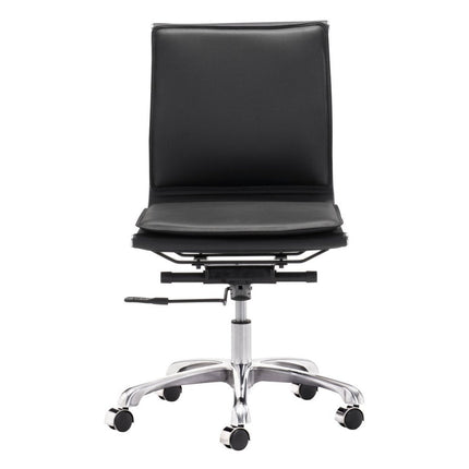 Black and Silver Adjustable Swivel Faux Leather Rolling Executive Office Chair HomeRoots