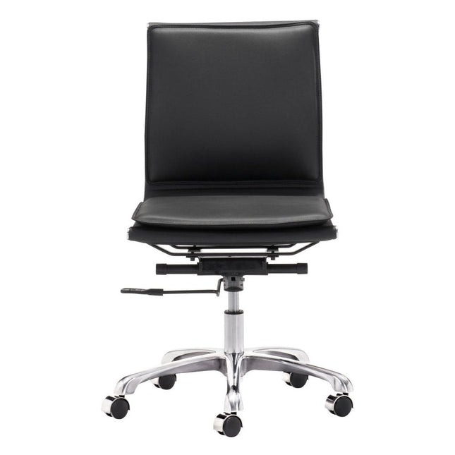 Black and Silver Adjustable Swivel Faux Leather Rolling Executive Office Chair HomeRoots