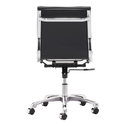 Black and Silver Adjustable Swivel Faux Leather Rolling Executive Office Chair HomeRoots