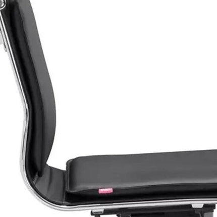 Black and Silver Adjustable Swivel Faux Leather Rolling Executive Office Chair HomeRoots