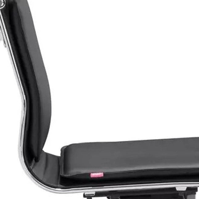 Black and Silver Adjustable Swivel Faux Leather Rolling Executive Office Chair HomeRoots