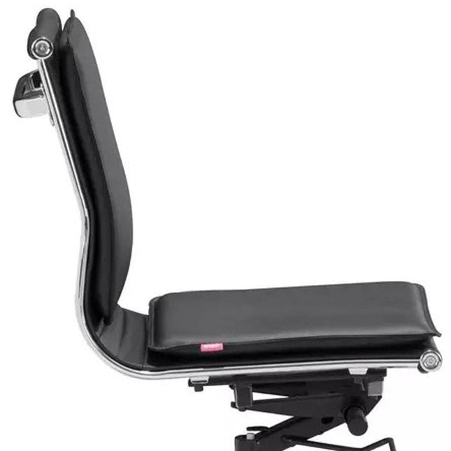Black and Silver Adjustable Swivel Faux Leather Rolling Executive Office Chair HomeRoots