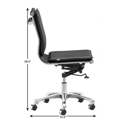 Black and Silver Adjustable Swivel Faux Leather Rolling Executive Office Chair HomeRoots