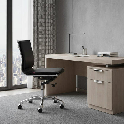 Black and Silver Adjustable Swivel Faux Leather Rolling Executive Office Chair HomeRoots