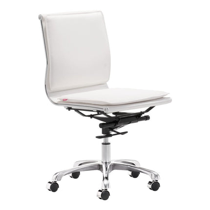 White and Silver Adjustable Swivel Faux Leather Rolling Executive Office Chair HomeRoots