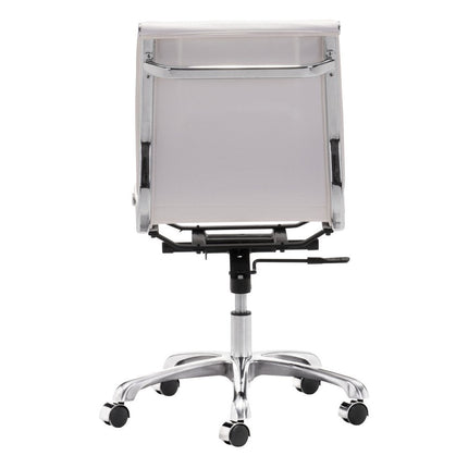 White and Silver Adjustable Swivel Faux Leather Rolling Executive Office Chair HomeRoots