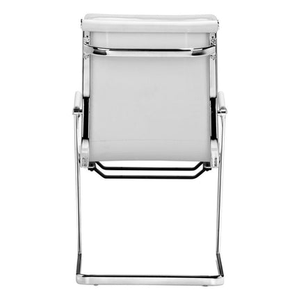 Set of Two White and Silver Faux Leather Conference Office Chair HomeRoots