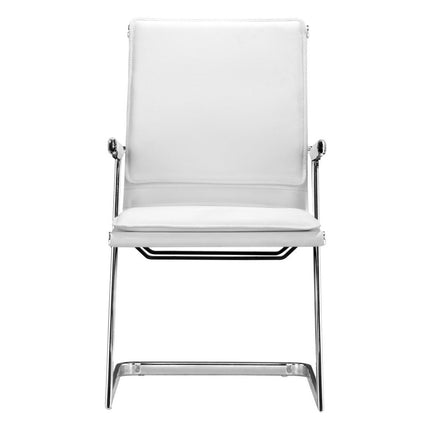 Set of Two White and Silver Faux Leather Conference Office Chair HomeRoots