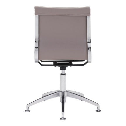 Taupe and Silver Swivel Faux Leather Conference Office Chair HomeRoots