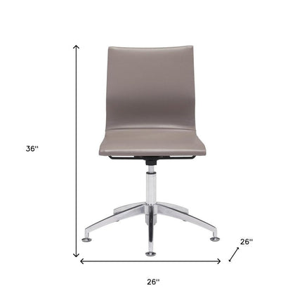 Taupe and Silver Swivel Faux Leather Conference Office Chair HomeRoots