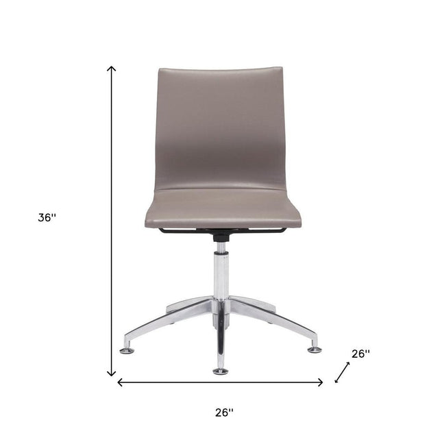 Taupe and Silver Swivel Faux Leather Conference Office Chair HomeRoots
