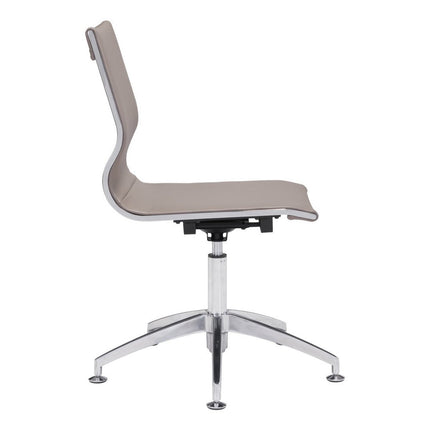 Taupe and Silver Swivel Faux Leather Conference Office Chair HomeRoots
