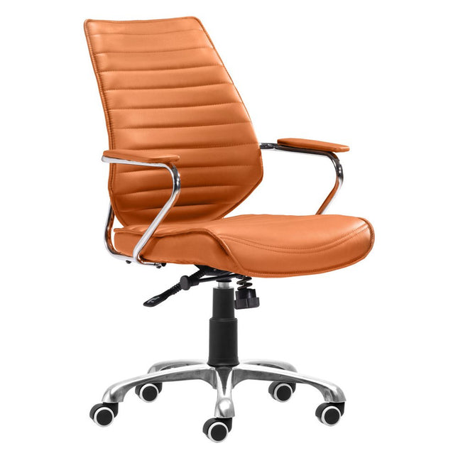 Orange and Silver Adjustable Swivel Faux Leather Rolling Executive Office Chair HomeRoots