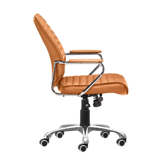 Orange and Silver Adjustable Swivel Faux Leather Rolling Executive Office Chair HomeRoots