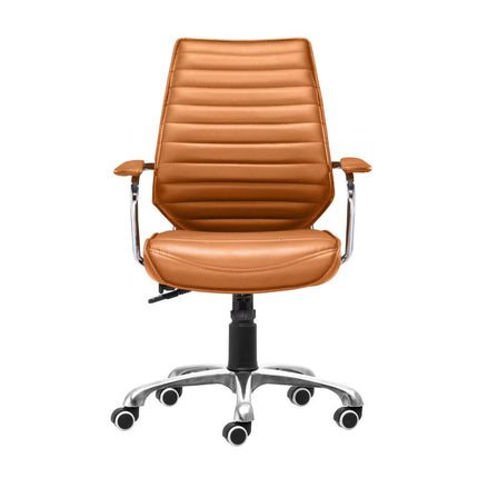 Orange and Silver Adjustable Swivel Faux Leather Rolling Executive Office Chair HomeRoots