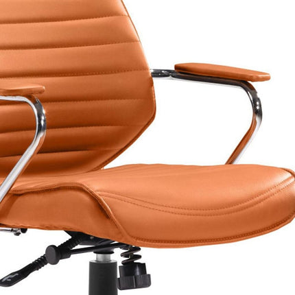 Orange and Silver Adjustable Swivel Faux Leather Rolling Executive Office Chair HomeRoots