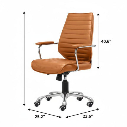 Orange and Silver Adjustable Swivel Faux Leather Rolling Executive Office Chair HomeRoots