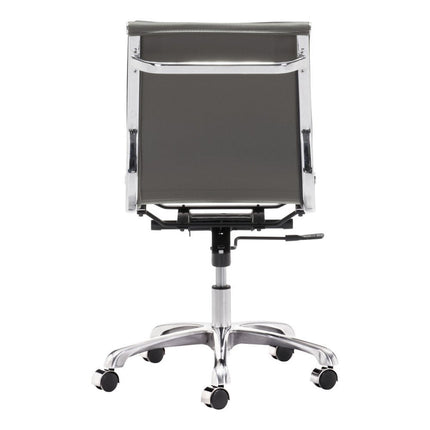 Gray and Silver Adjustable Swivel Faux Leather Rolling Executive Office Chair HomeRoots
