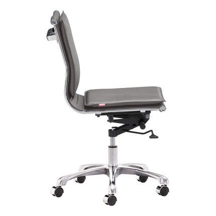 Gray and Silver Adjustable Swivel Faux Leather Rolling Executive Office Chair HomeRoots