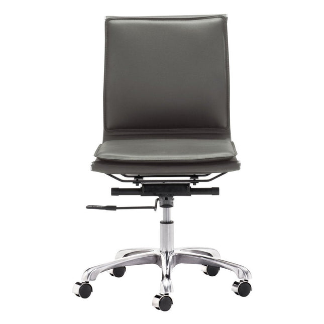 Gray and Silver Adjustable Swivel Faux Leather Rolling Executive Office Chair HomeRoots