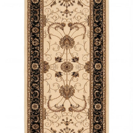 10' Black And Ivory Oriental Runner Rug HomeRoots