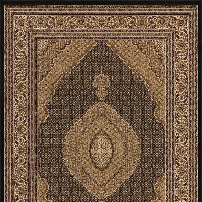 10' Beige And Black Medallion Runner Rug HomeRoots