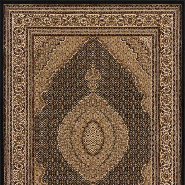 10' Beige And Black Medallion Runner Rug HomeRoots