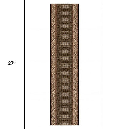 10' Beige And Black Medallion Runner Rug HomeRoots