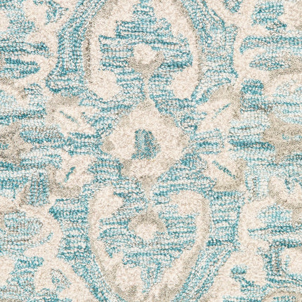 9' X 12' Turquoise and Cream Medallion Area Rug HomeRoots