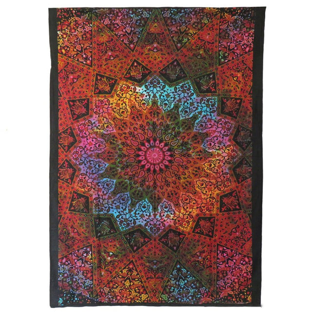 Black And Red Floral Cotton Twin Flat Sheet