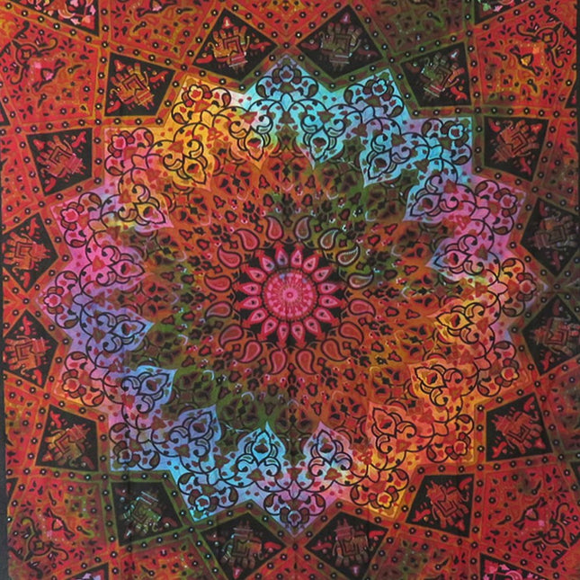 Black And Red Floral Cotton Twin Flat Sheet