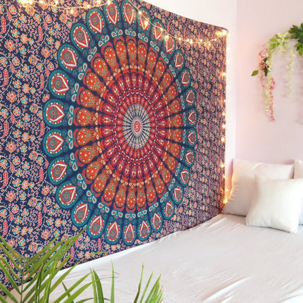 Blue and Orange Floral Cotton HomeRoots