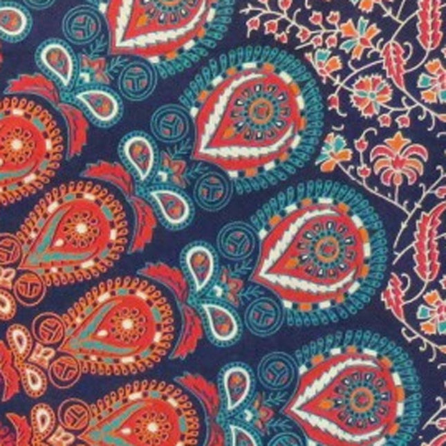 Blue and Orange Floral Cotton HomeRoots