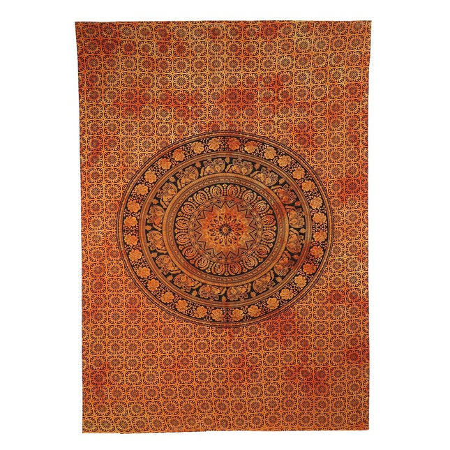 Orange And Black Floral Cotton Twin Flat Sheet