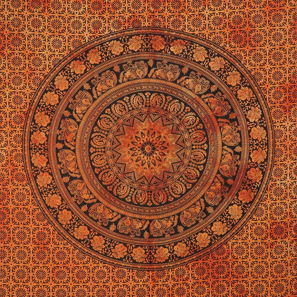 Orange and Black Floral Cotton HomeRoots