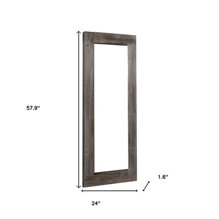 58" Dark Gray Solid Wood Freestanding Framed
