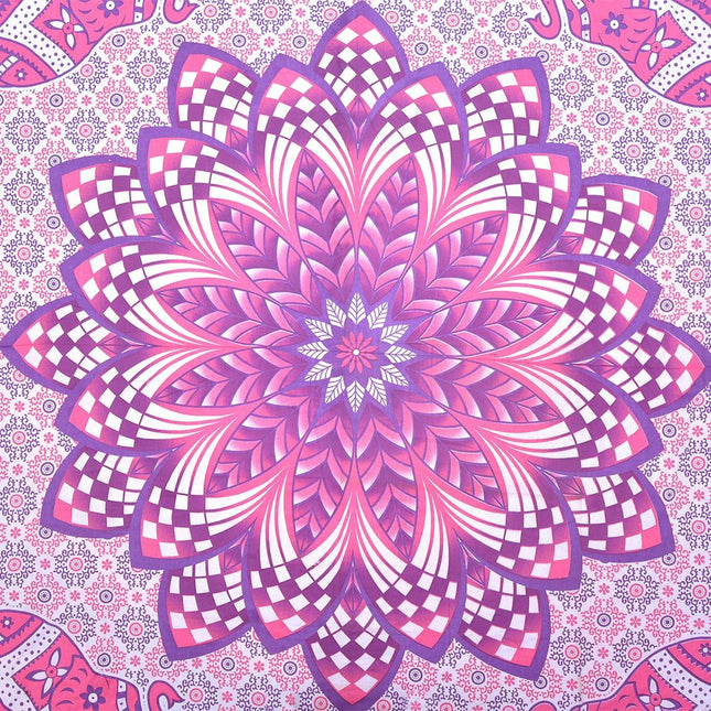 Pink And Purple Floral Cotton Queen Flat Sheet
