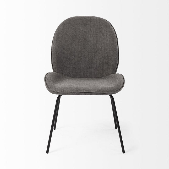 Set of Two Gray and Black Fabric Dining Side Chairs HomeRoots