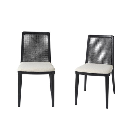 Set of Two Black Upholstered Fabric Cross Back Dining Side Chairs HomeRoots