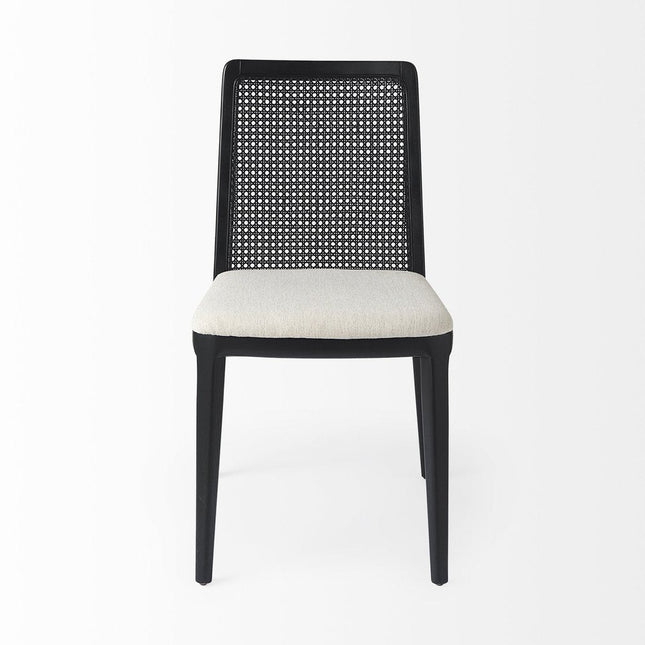 Set of Two Black Upholstered Fabric Cross Back Dining Side Chairs HomeRoots