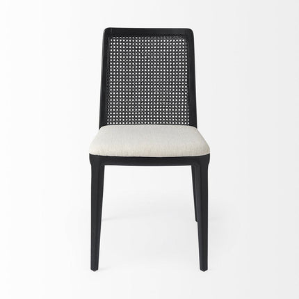 Set of Two Black Upholstered Fabric Cross Back Dining Side Chairs HomeRoots