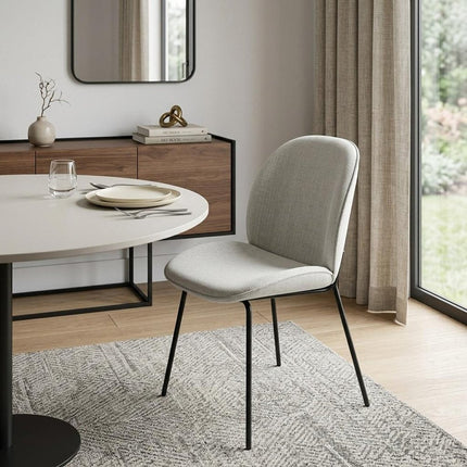 Set of Two White and Black Upholstered Fabric Dining Side Chairs HomeRoots