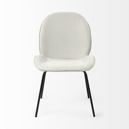 Set of Two White and Black Upholstered Fabric Dining Side Chairs HomeRoots