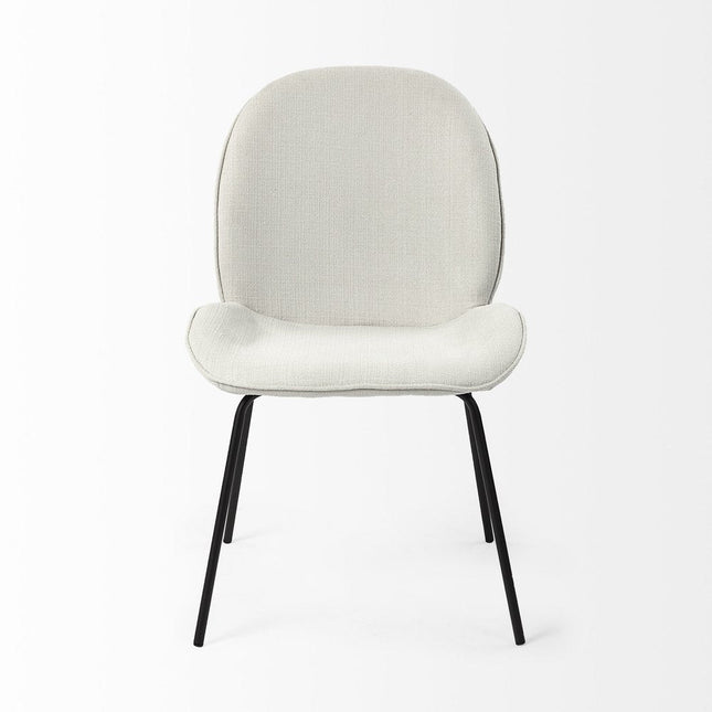 Set of Two White and Black Upholstered Fabric Dining Side Chairs HomeRoots