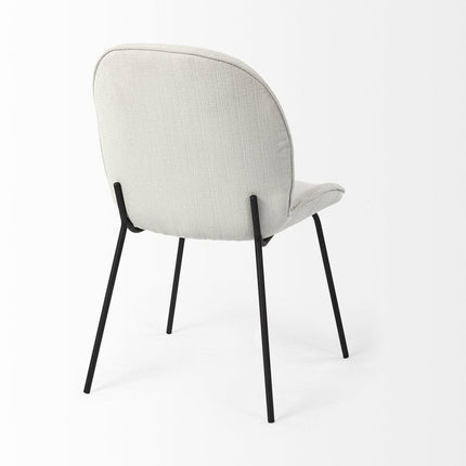 Set of Two White and Black Upholstered Fabric Dining Side Chairs HomeRoots