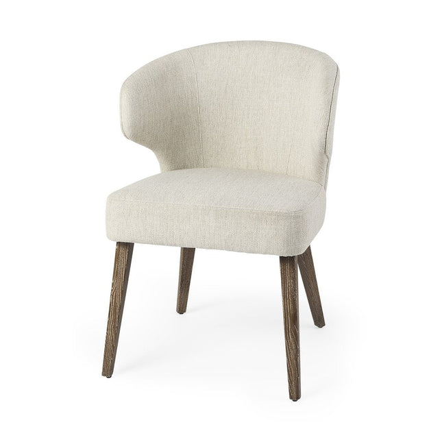 Ivory and Brown Mid Century Wingback Dining Chair HomeRoots