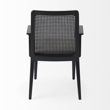 Cream And Black Upholstered Fabric Dining Arm Chair HomeRoots